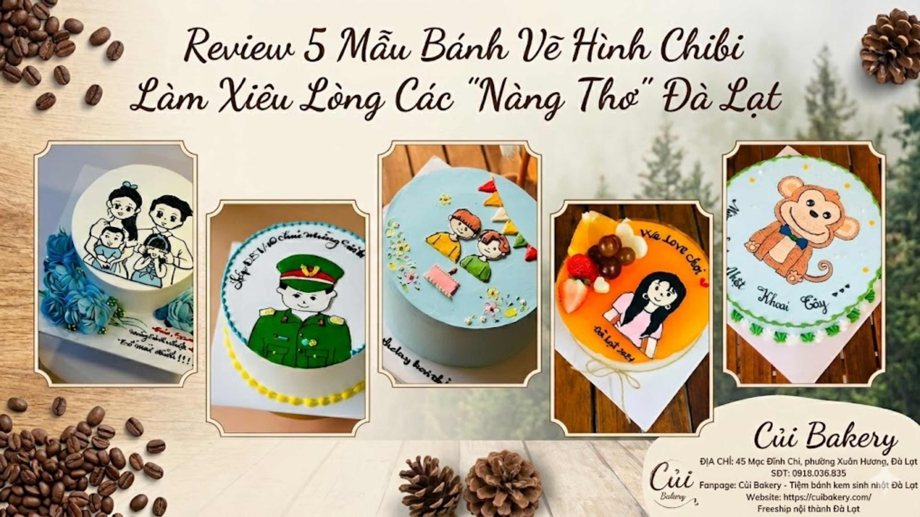 Review 5 Mẫu Bánh Kem Vẽ Chibi 
